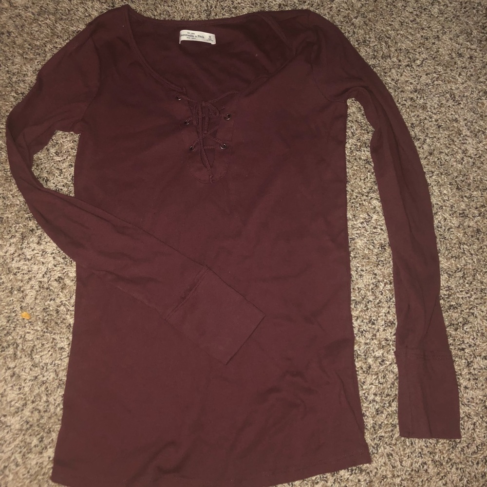 Maroon lace up top